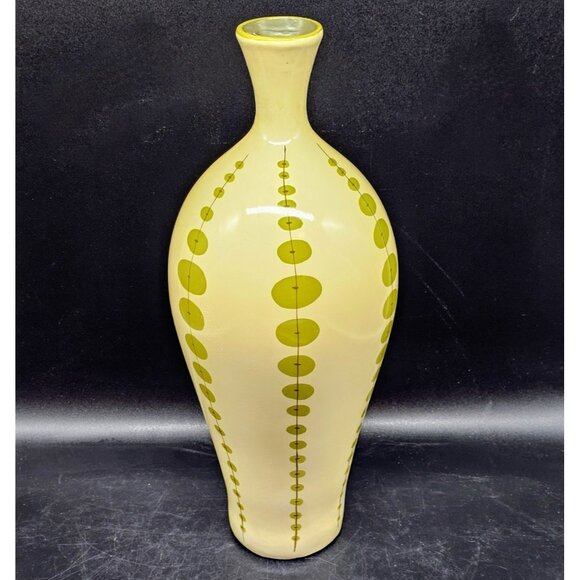 Vintage Raymond Waites Toyo 15" Pottery Vase MCM Abstract Olives Geometric Boho - Picture 1 of 10